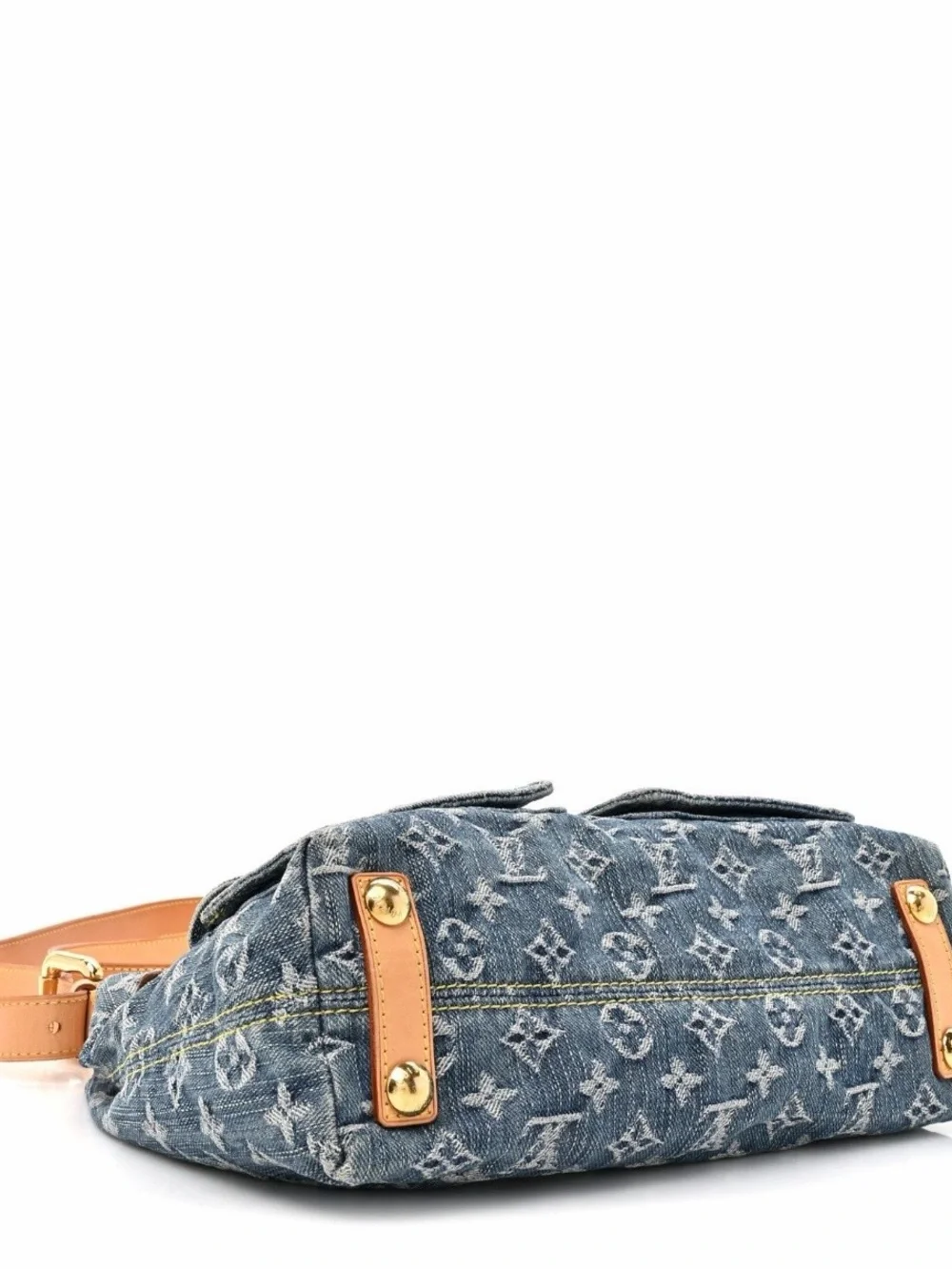 Louis Vuitton Blue Monogram Denim Shoulder Bag with Tan Trim